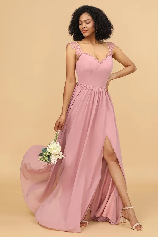 "VIP Sale: Extra 15% Off on Women's Dresses for Our Loyal Customers"Blush Long Chiffon Bridesmaid Dress with Lace "VIP Sale: Extra 15% Off on Women's Dresses for Our Loyal Customers"Blush Long Chiffon Bridesmaid Dress with Lace