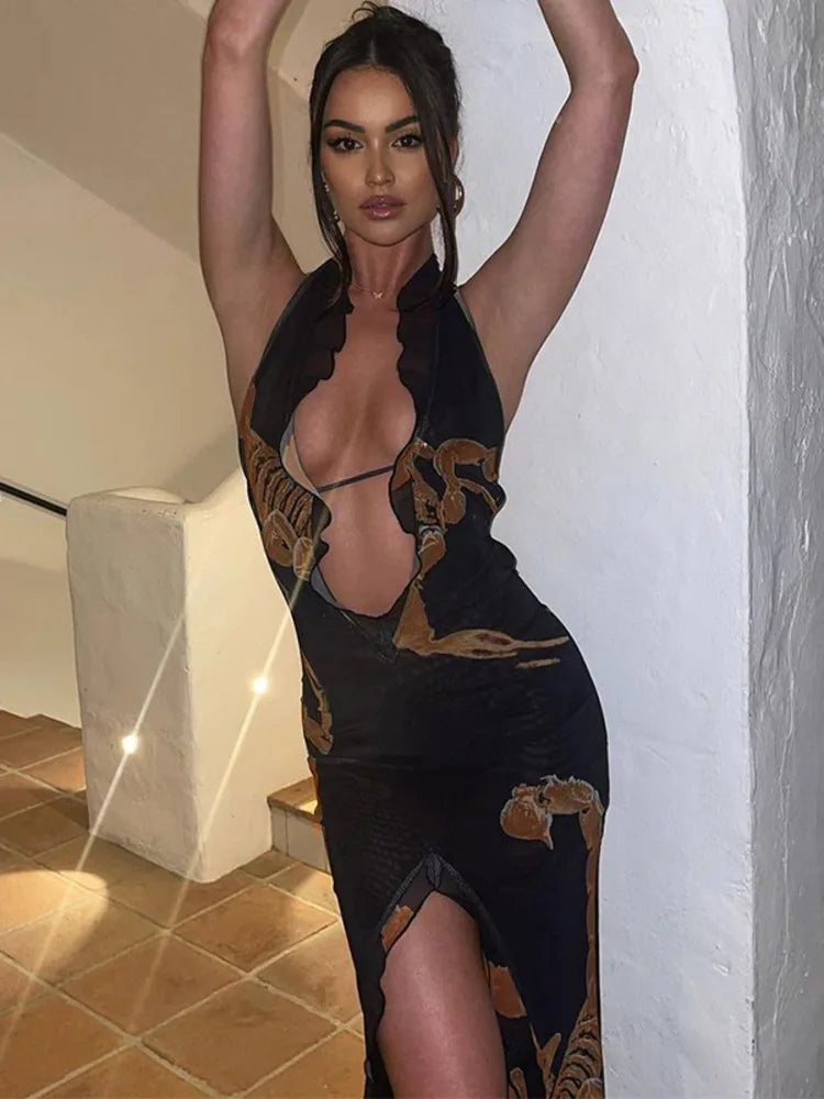 Retro - Style Bubble - Sleeve Maxi DressesFashionSierra Backless Print Maxi Dress Sleeveless Bodycon Sexy Party Floral Dress Retro - Style Bubble - Sleeve Maxi DressesFashionSierra Backless Print Maxi Dress Sleeveless Bodycon Sexy Party Floral Dress