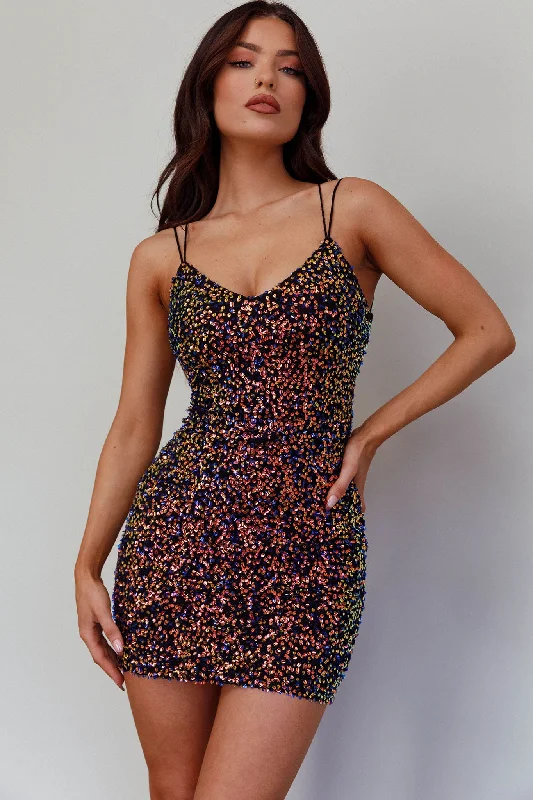 "Red dresses for women to make a bold statement"Disco Fever Strappy Back Sequin Mini Dress Black "Red dresses for women to make a bold statement"Disco Fever Strappy Back Sequin Mini Dress Black