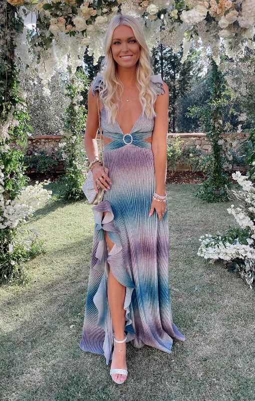 Soft Coral - Fleece Maxi Dresses for a Cozy FeelFrancie Ruffle Dress ~ Ombre Metallic Crinkle