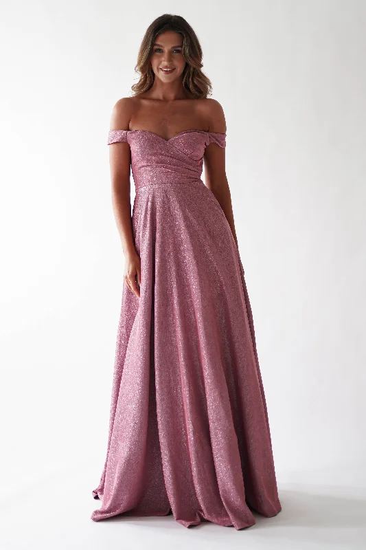 Calming Blue Maxi Dresses for a Soothing LookTilly Glitter Fabric Maxi Gown | Dark Mauve