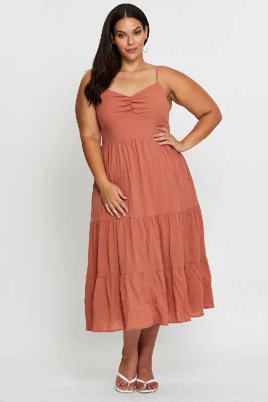 Party Dresses with Beaded Floral Wreath on the Bodice and Tulle Skirt for Ladies' Delicate and Festive LookBrown Midi Skater Dress Sleeveless Tie Party Dresses with Beaded Floral Wreath on the Bodice and Tulle Skirt for Ladies' Delicate and Festive LookBrown Midi Skater Dress Sleeveless Tie