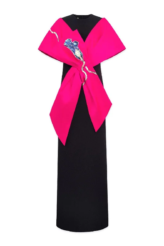 Party Dresses with Lace Insertions on the Skirt and Beaded Waistband for Ladies' Feminine and Glamorous LookKnot Straight Cape Sleeved Twill Cotton Maxi Dress Party Dresses with Lace Insertions on the Skirt and Beaded Waistband for Ladies' Feminine and Glamorous LookKnot Straight Cape Sleeved Twill Cotton Maxi Dress