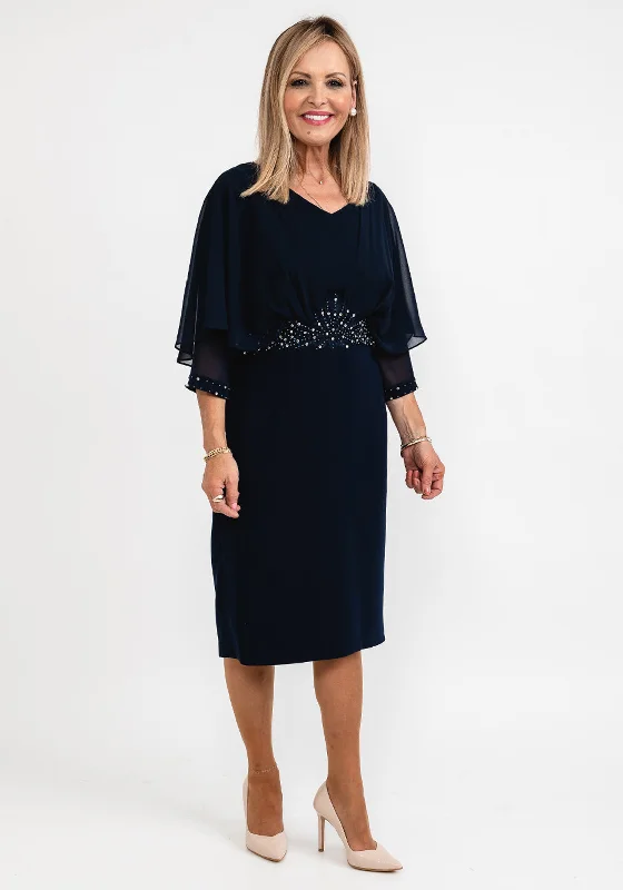 Midi dress for a night out at a club or partyLizabella Applique Waist Pencil Midi Dress, Navy