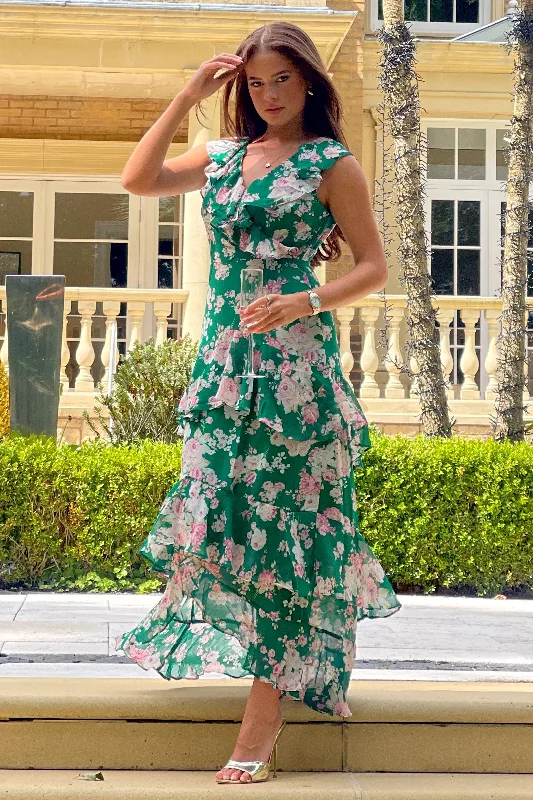 Party Dresses with Sequined Fringe and Tulle Overlay for Ladies' Dazzling and Playful LookMarcela Frill Detail Maxi Dress Party Dresses with Sequined Fringe and Tulle Overlay for Ladies' Dazzling and Playful LookMarcela Frill Detail Maxi Dress