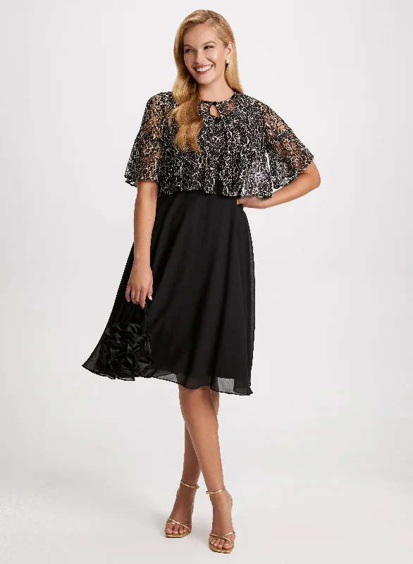 Party Dresses with Embroidered Birds and Sequined Floral Motifs for Ladies' Nature Inspired and Elegant LookMetallic Embroidered Dress & Jacket Set Party Dresses with Embroidered Birds and Sequined Floral Motifs for Ladies' Nature Inspired and Elegant LookMetallic Embroidered Dress & Jacket Set
