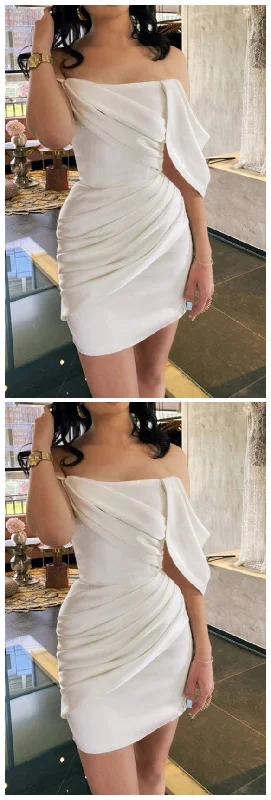 Disney - princess - inspired wedding dress2019 Homecoming dress white satin off the shoulder wedding dress short cg11231 Disney - princess - inspired wedding dress2019 Homecoming dress white satin off the shoulder wedding dress short cg11231