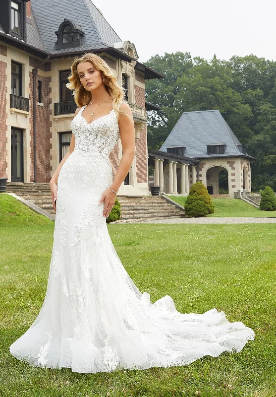Drop - waist 1920s - style wedding dress2414 Dalma