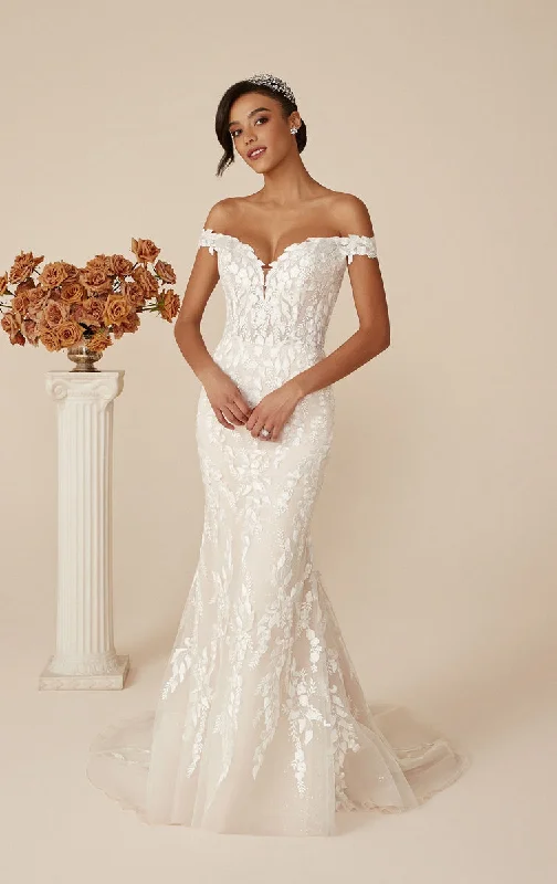 A - line ball gown wedding dress with cathedral train88245