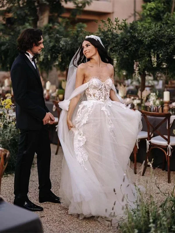 Cocktail - length wedding dress for a casual ceremonyA-line Tulle Lace Popular Wedding Dresses, Newest Off The Shoulder Bridal Gowns, Sweetheart Wedding Dresses Cocktail - length wedding dress for a casual ceremonyA-line Tulle Lace Popular Wedding Dresses, Newest Off The Shoulder Bridal Gowns, Sweetheart Wedding Dresses