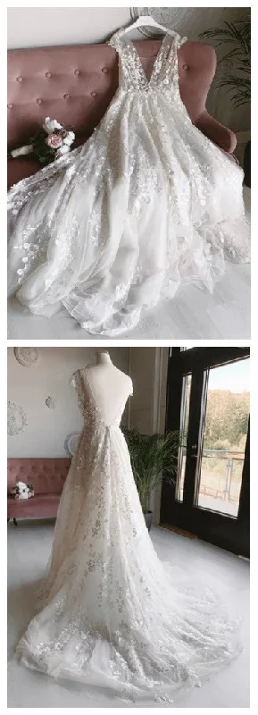 Halter - neck wedding dress for a modern lookA-line V-neck Long Prom Dresses With Appliques, Backless Beach Wedding Dress cg9288 Halter - neck wedding dress for a modern lookA-line V-neck Long Prom Dresses With Appliques, Backless Beach Wedding Dress cg9288