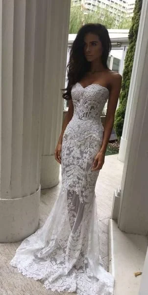 High - low hem wedding dress for a trendy touchaffordable Lace Wedding Dress Mermaid Wedding Dress See Through Wedding Dress long prom Dress   cg18138