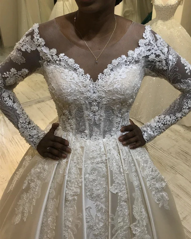 Silk - dupioni wedding dress for a luxurious feelSheer Neckline Wedding Dress Satin Backless Wedding Dress Lace Appliques Silk - dupioni wedding dress for a luxurious feelSheer Neckline Wedding Dress Satin Backless Wedding Dress Lace Appliques
