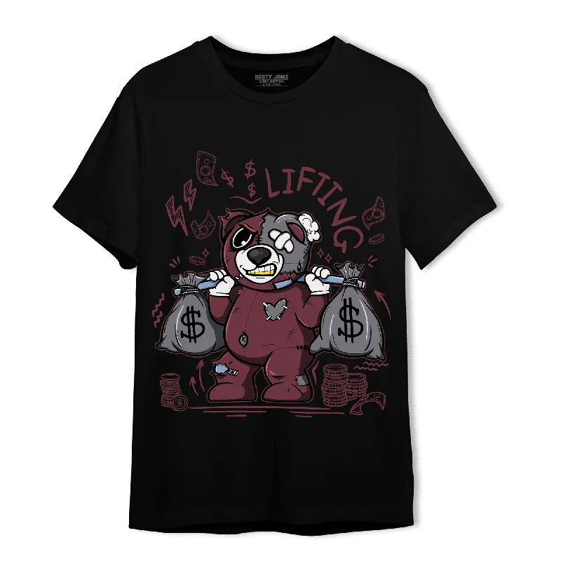 Long - sleeved women's T - shirt with a bell - sleeve designNastyJamz Burgundy 5s T Shirt Match Money Lifting BER