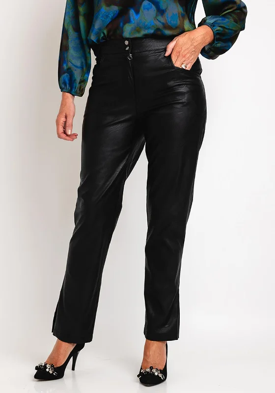 Recycled material pants for women in an eco - friendly optionCamelot Faux Leather Straight Leg Trouser, Black Recycled material pants for women in an eco - friendly optionCamelot Faux Leather Straight Leg Trouser, Black