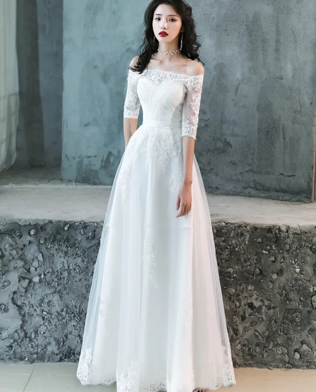 Sweetheart - neckline ball gown wedding dressCharming Simple Tulle White Short Sleeves Wedding Dress With Lace, A-Line Party Dress prom dress A line evening dress cg17842 Sweetheart - neckline ball gown wedding dressCharming Simple Tulle White Short Sleeves Wedding Dress With Lace, A-Line Party Dress prom dress A line evening dress cg17842
