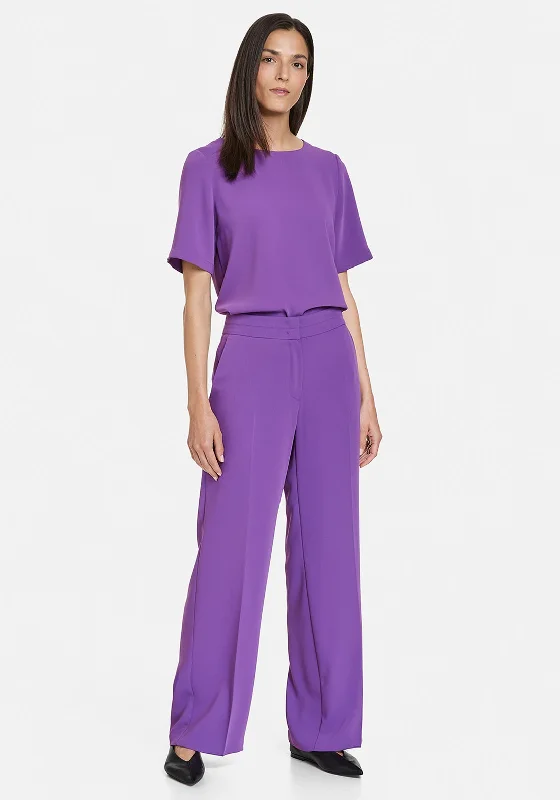Pleated wide leg jeans for women in a formal and trendy styleGerry Webber Wide Leg Trouser, Purple