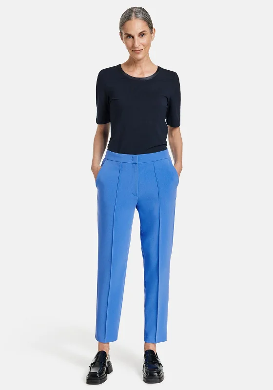 Elastic waistband lounge pants for women at homeGerry Weber Slim Leg Cropped Trouser, Blue