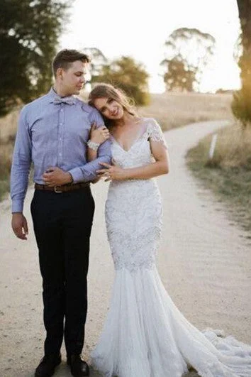 Court train A - line wedding dressMermaid Mini Sweetheart Bell Cap Pleats Beading Appliques Tiers Backless Lace Dress Court train A - line wedding dressMermaid Mini Sweetheart Bell Cap Pleats Beading Appliques Tiers Backless Lace Dress