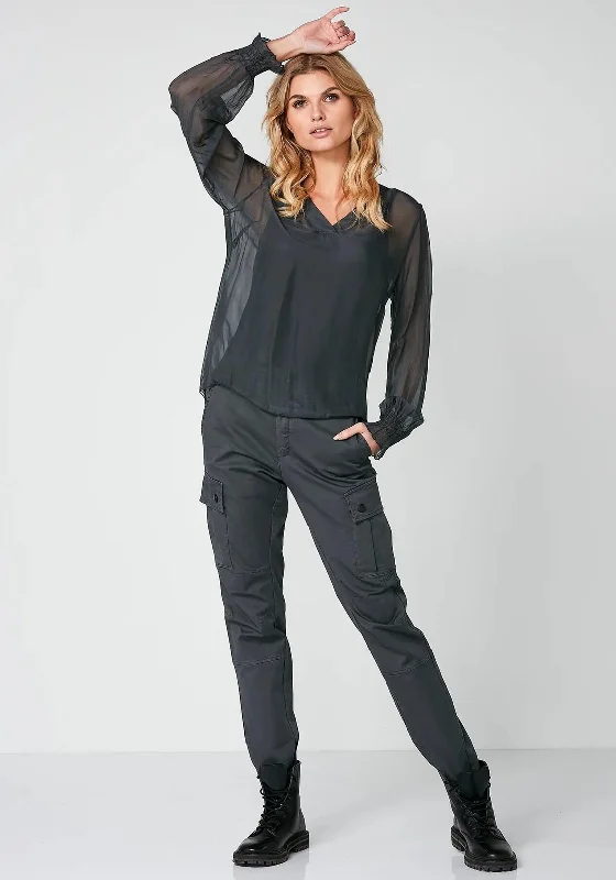 Ankle length dress pants for women in a versatile and formal styleNu Denmark Rinna Slim Leg Cargo Trouser, Dark Grey