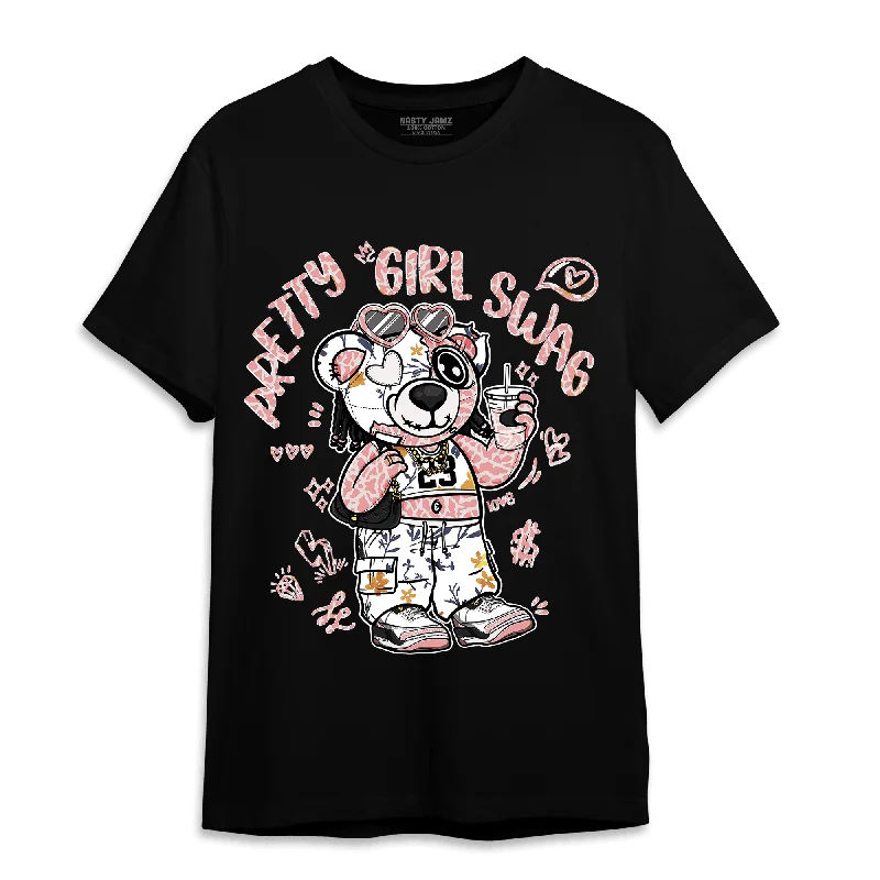 Fitted women's turtleneck T - shirt with a cut - out backNastyJamz Red Stardust 3s T Shirt Match Pretty Girl Swag BER
