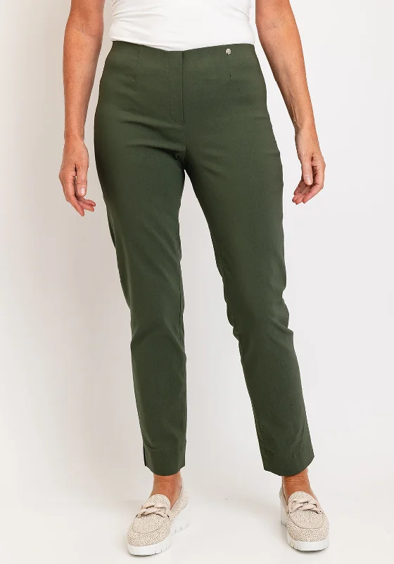 Cuffed pants for women in a stylish detailRobell Marie Full Length Slim Leg Trousers, Khaki