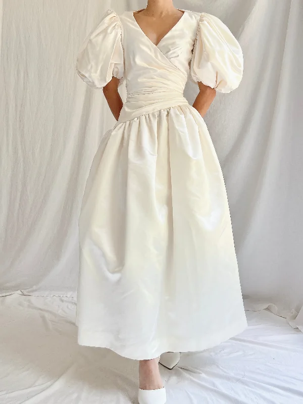 Empire - waisted tea - length wedding dress1980s Lillie Rubin Puff Sleeve Dress - XS