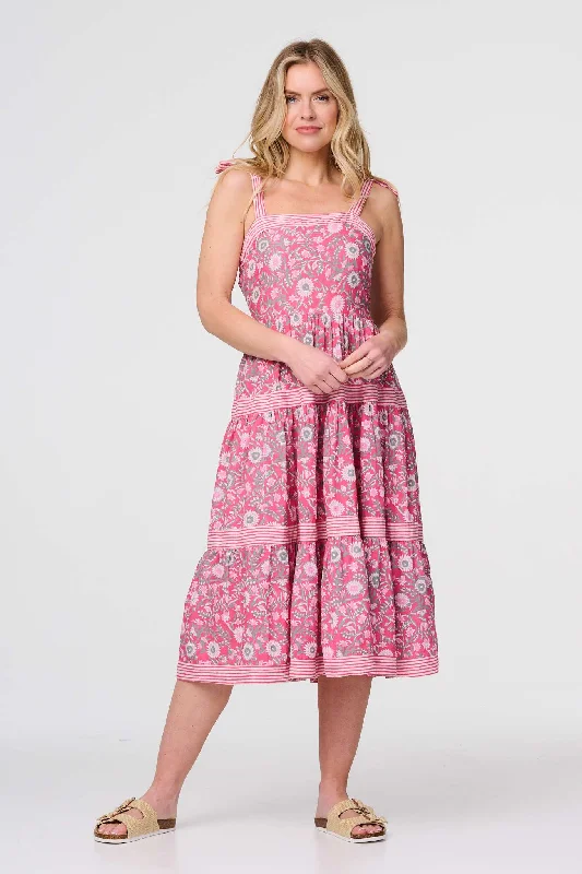 "Limited - Time Offer: Up to 50% Off on Women's Dresses!"Floral Sleeveless Tiered Sun Dress