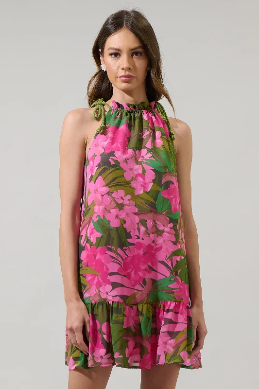 "Beach wedding dresses for women for a laid - back ceremony"Dandi Floral Rumba Halter Mini Dress