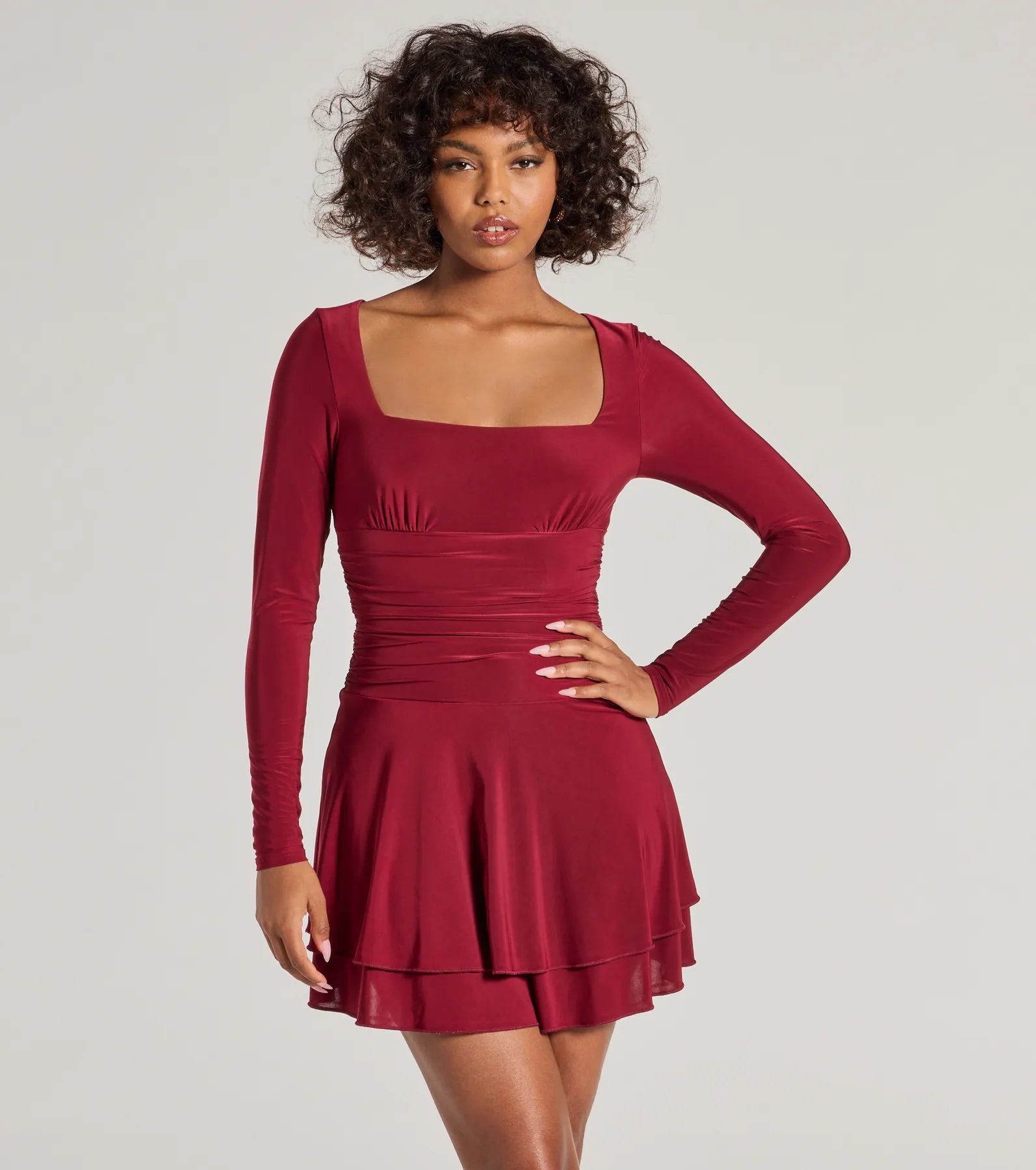 Clearance Sale: Women's Dresses Forever Sweet Long Sleeve Drop Waist Skater Dress