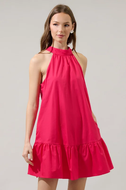 "Trendy casual dresses for women to wear at the beach"Gilvana Poplin Laly Mini Ruffle Dress