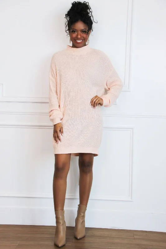 "Plus size formal dresses for women for special events"Harrison Mock Neck Sweater Tunic Dress: Pale Blush