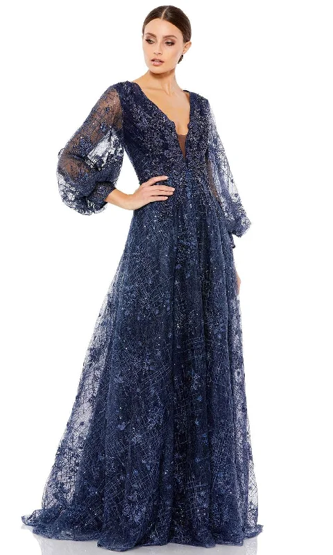 "Smart casual dresses for women for work - to - weekend transitions"Mac Duggal 20283 - Long Sleeves Plunging V-neck Long Gown