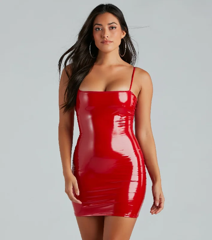 beach printed mini dressesDevious Hottie Patent Faux Leather Mini Dress